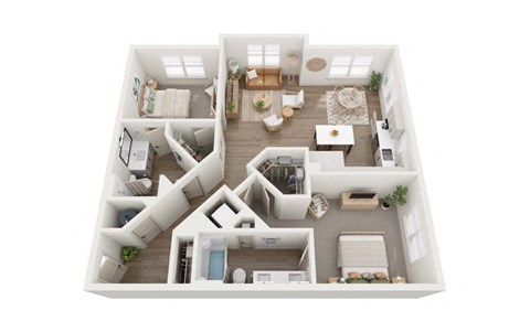 Floor plan for 2 beds, 2 baths, 1147 sqft